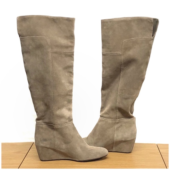taupe suede boots knee high